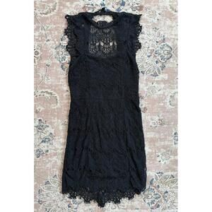 Free People Black Crochet Lace Daydream Bodycon Dress Small NWT